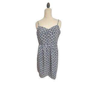 J. Crew Navy and White Geometric Print Dress with Pockets Size 16